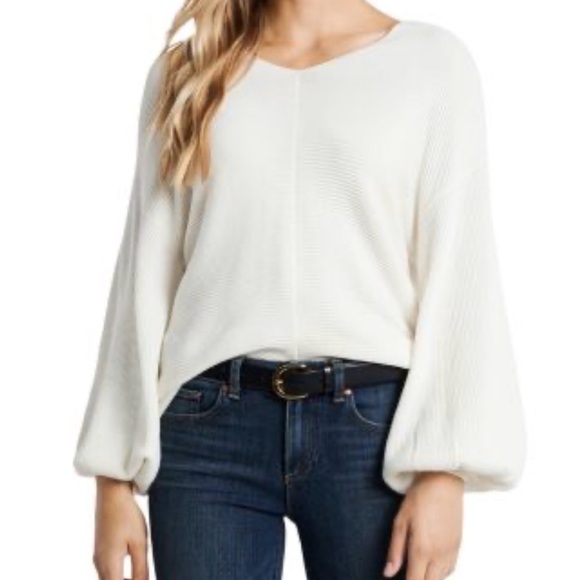 1. State Sweaters - 1. State Women's white  V-Neck Sweater